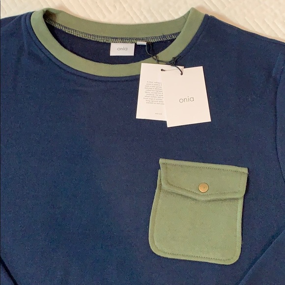 Onia Hudson Crewneck, Navy w/ Army Green Trim - Picture 10 of 15